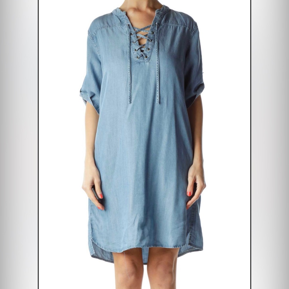Womans Philosophy blue Jean lace up dress